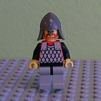 LEGO Minifigure-Scale Mail - Red with Black Arms, Light Gray Legs with Black Hips, Dark Gray Neck-Protector-Castle-CAS159-Creative Brick Builders